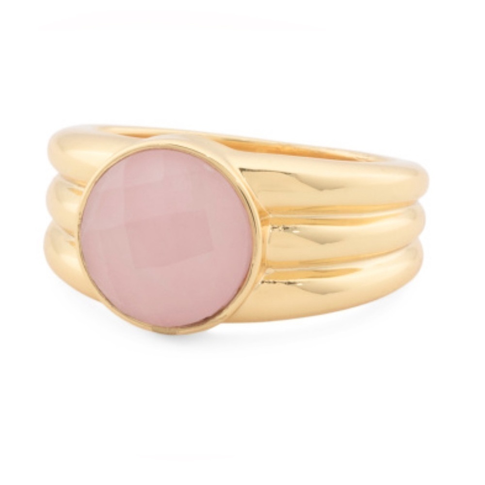 Gorjana New Size 6 18k Gold Plated Rose Quartz Power Gemstone Reed Ring for Love